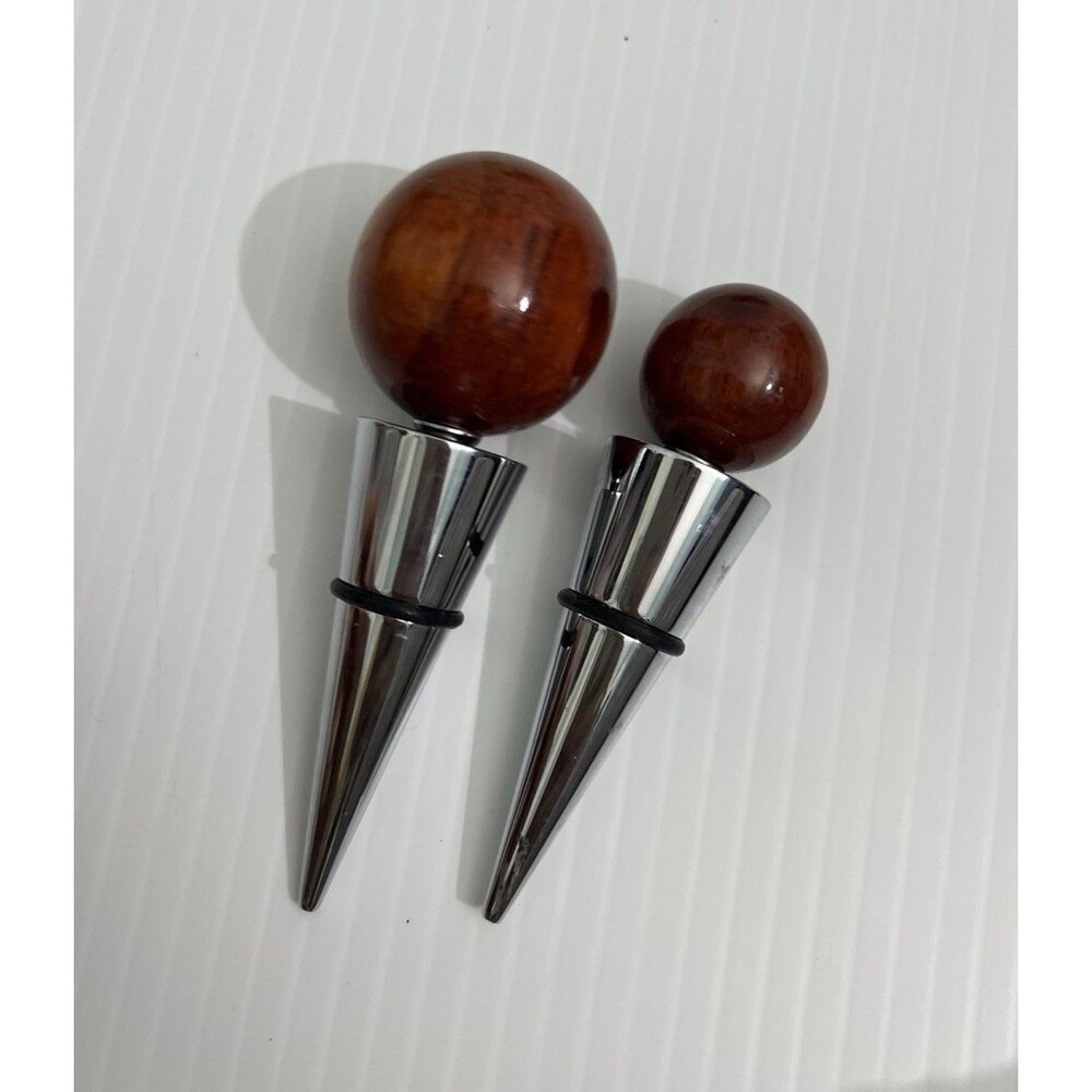 VINTAGE   BOTTLE / DECANTER  STOPPERS  WOODEN  ORB  TOPS PAPA & MAMA  BEAR